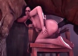 Yennefer-looking chick getting spit-roasted