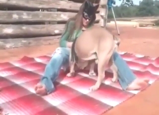 Ripped jeans hottie gets fucked by an animal