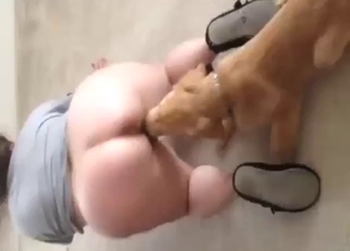 Wifey with a round ass gets licked by a sexy dog