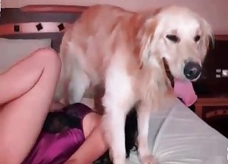 Female is trying to train her doggy